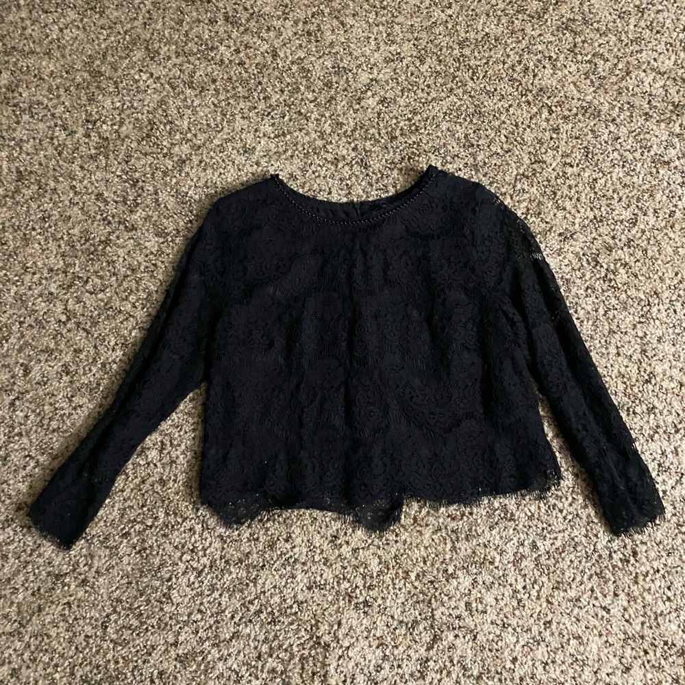 Black lace crop top.